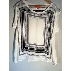 Love Ming Love white and black square pattern shirt
